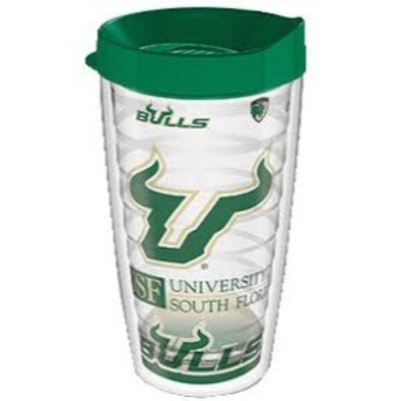 University of South Florida USF Bulls 16 oz Insulated Tervis Tumbler with Green - Picture 1 of 5